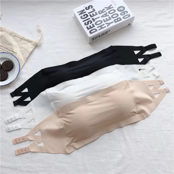 Ice Silk Strapless Bra - Seamless Crop Tube Top Bralette for Women