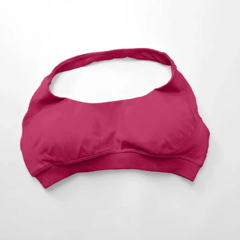 Impact Sports Bra for Women – Seamless Halter Top with High Support & Open Back for Yoga and Gym - Plum colored / M