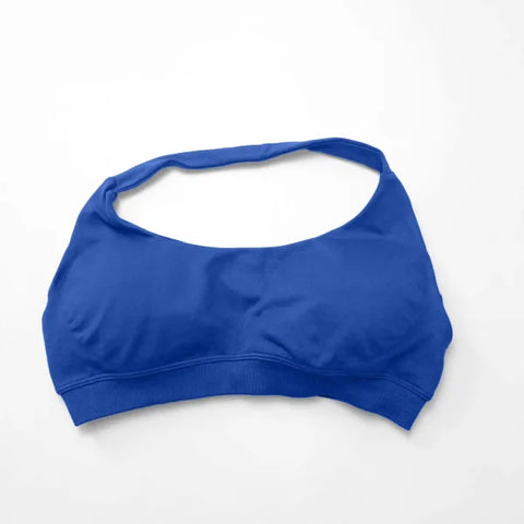 Impact Sports Bra for Women – Seamless Halter Top with High Support & Open Back for Yoga and Gym - Magic Blue / S