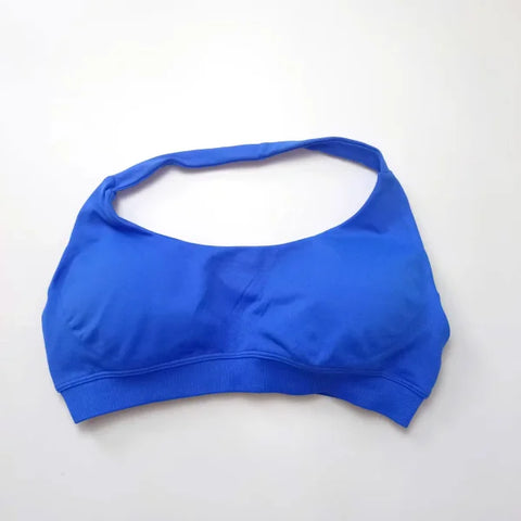 Impact Sports Bra for Women – Seamless Halter Top with High Support & Open Back for Yoga and Gym - Electric Blue / XS