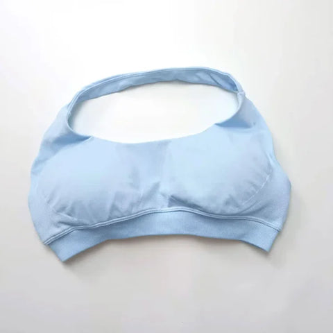 Impact Sports Bra for Women – Seamless Halter Top with High Support & Open Back for Yoga and Gym - Ice blue / XL