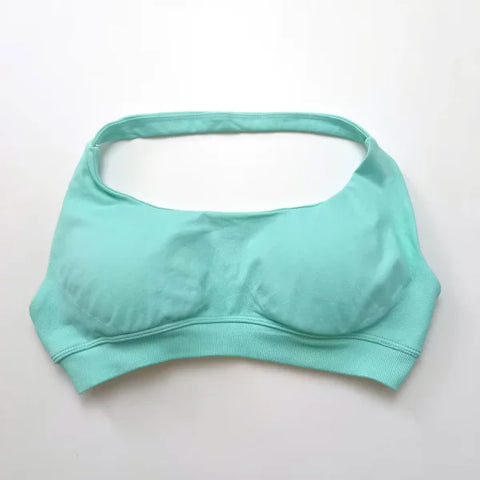 Impact Sports Bra for Women – Seamless Halter Top with High Support & Open Back for Yoga and Gym - Mint Green / XL