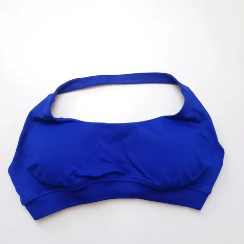 Impact Sports Bra for Women – Seamless Halter Top with High Support & Open Back for Yoga and Gym - Deep Sea Blue / S