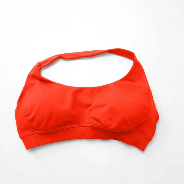 Impact Sports Bra for Women – Seamless Halter Top with High Support & Open Back for Yoga and Gym