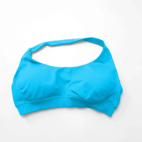 Impact Sports Bra for Women – Seamless Halter Top with High Support & Open Back for Yoga and Gym - Glacier Blue / XL
