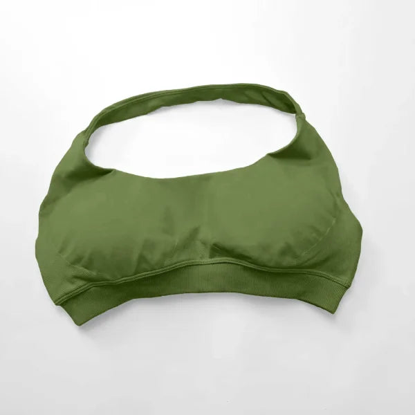 Impact Sports Bra for Women – Seamless Halter Top with High Support & Open Back for Yoga and Gym