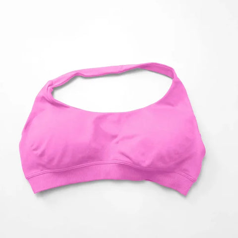 Impact Sports Bra for Women – Seamless Halter Top with High Support & Open Back for Yoga and Gym - Bloom Pink / XS