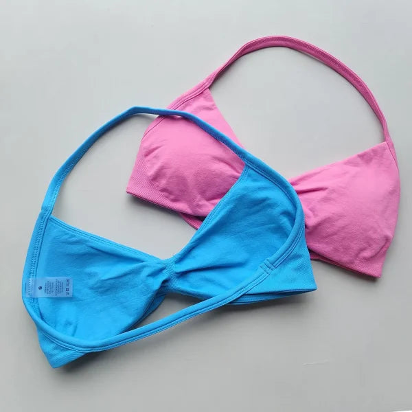 Impact Sports Bra – Strappy Backless Yoga Gym Bra with Removable Cups for Women