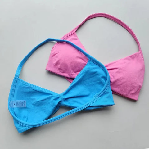 Impact Sports Bra – Strappy Backless Yoga Gym Bra with Removable Cups for Women