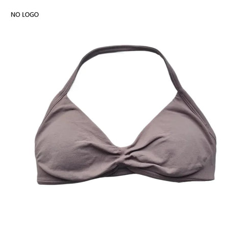 Impact Sports Bra – Strappy Backless Yoga Gym Bra with Removable Cups for Women - Coffee / S