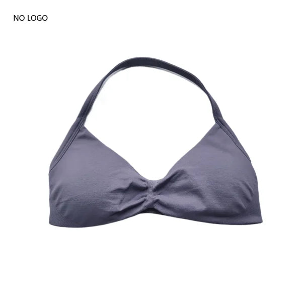 Impact Sports Bra – Strappy Backless Yoga Gym Bra with Removable Cups for Women - Mushroom / L