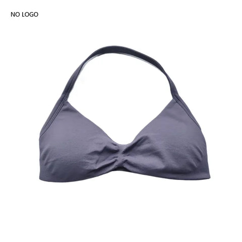 Impact Sports Bra – Strappy Backless Yoga Gym Bra with Removable Cups for Women - Mushroom / L