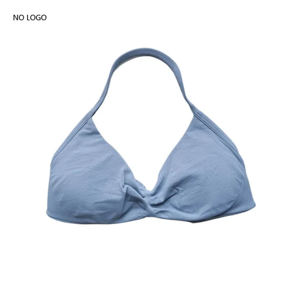 Impact Sports Bra – Strappy Backless Yoga Gym Bra with Removable Cups for Women - Light Fog / S