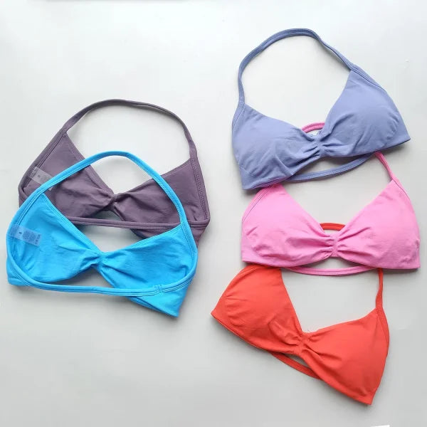 Impact Sports Bra – Strappy Backless Yoga Gym Bra with Removable Cups for Women