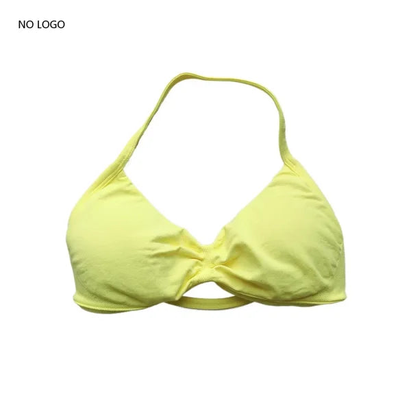 Impact Sports Bra – Strappy Backless Yoga Gym Bra with Removable Cups for Women - Neon Yellow / L