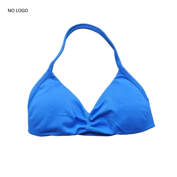 Impact Sports Bra – Strappy Backless Yoga Gym Bra with Removable Cups for Women - Electric Blue / L