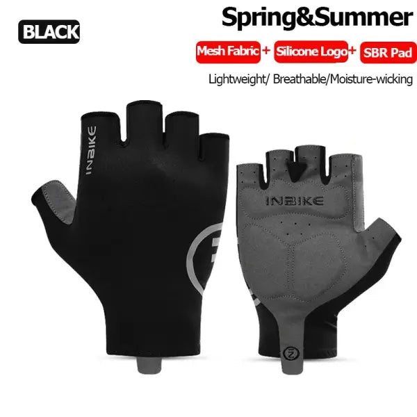 Winter Fleece Cycling Gloves Polyester Elastane for Road Bike - Black Half / XL-EU