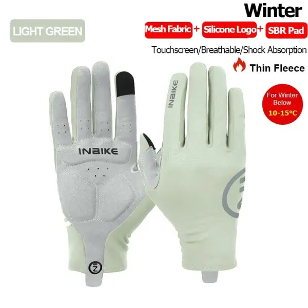 Winter Fleece Cycling Gloves Polyester Elastane for Road Bike - Beige / XL-EU