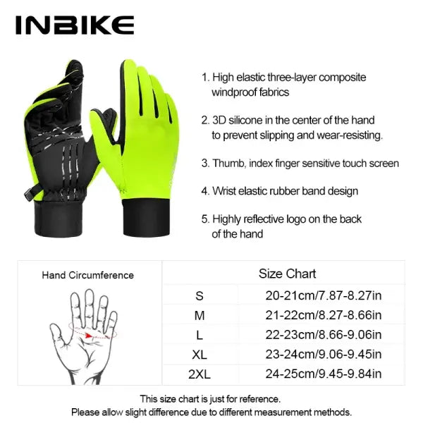 INBIKE winter cycling gloves fleece waterproof thermal