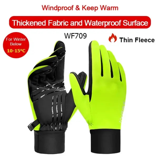 INBIKE winter cycling gloves fleece waterproof thermal - 709 Green / M-EU