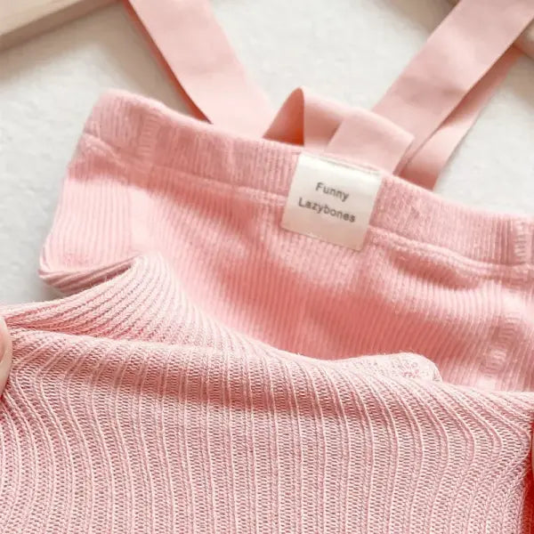 Infant Baby Suspender Leggings – High-Waist Stretchy Solid Spring Pants for Girls & Boys (1–2Y)