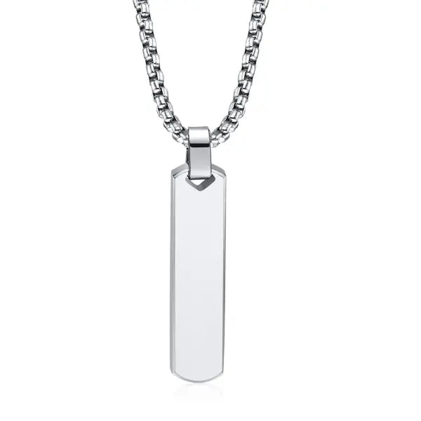 Stainless Steel Vertical Bar Necklace for Men Stylish Gift - PN-1676S / 50cm / U