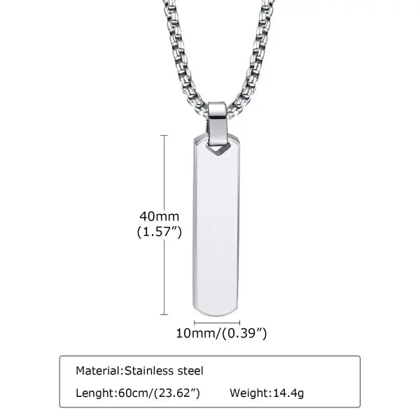 Stainless Steel Vertical Bar Necklace for Men Stylish Gift