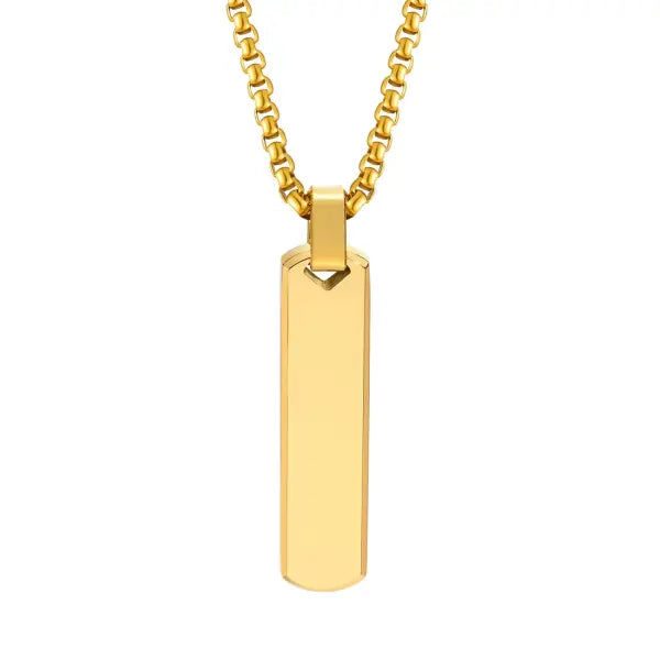 Stainless Steel Vertical Bar Necklace for Men Stylish Gift - PN-1676G / 60cm / Blank