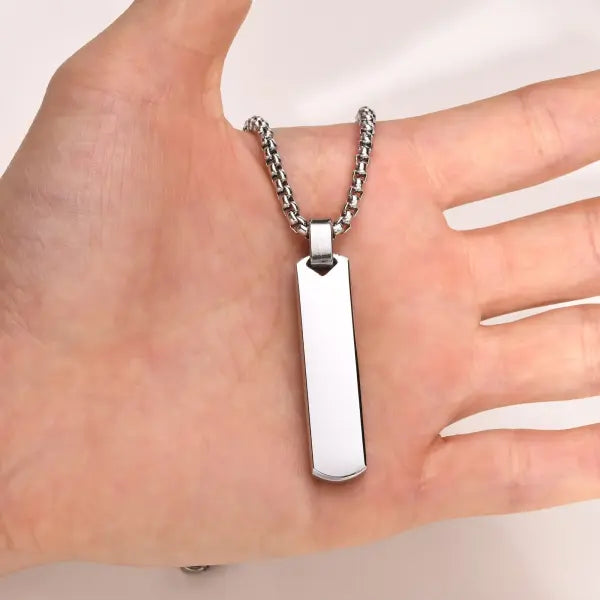 Stainless Steel Vertical Bar Necklace for Men Stylish Gift