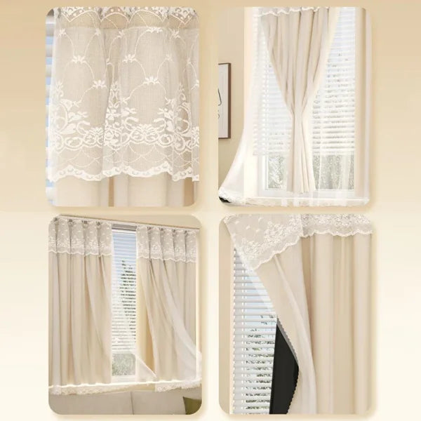 Ins Lace Curtains - Double Layer Blackout Drapes for Living Room & Bedroom