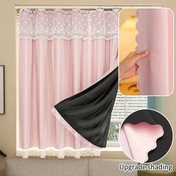Ins Lace Curtains - Double Layer Blackout Drapes for Living Room & Bedroom