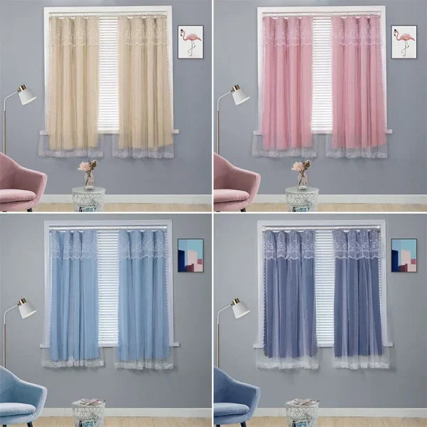Ins Lace Curtains - Double Layer Blackout Drapes for Living Room & Bedroom