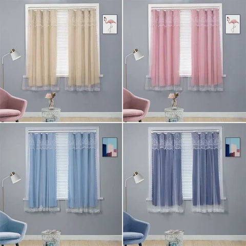 Ins Lace Curtains - Double Layer Blackout Drapes for Living Room & Bedroom