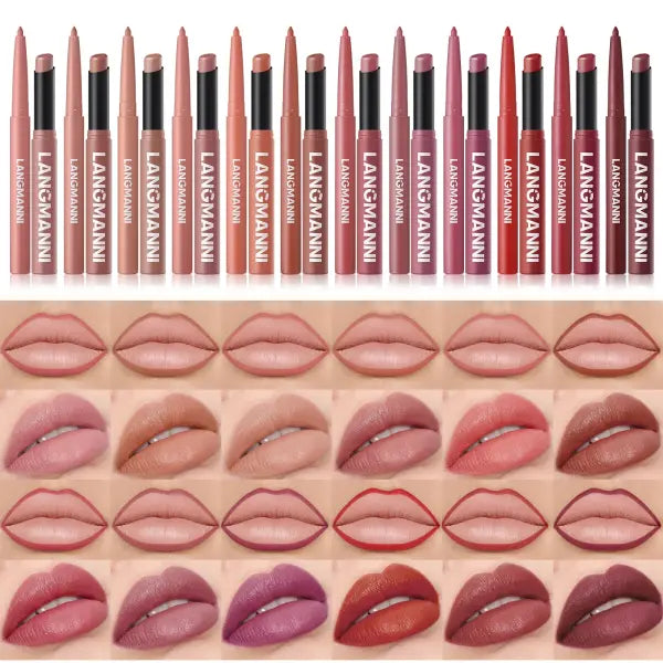 Integrated waterproof lipliner + lipstick lipstick lipstick set,no smudge,no fade,no cup,durable,easy to create