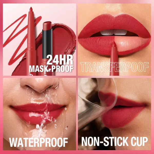Integrated waterproof lipliner + lipstick lipstick lipstick set,no smudge,no fade,no cup,durable,easy to create