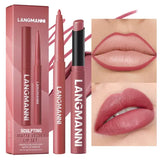 Integrated waterproof lipliner + lipstick lipstick lipstick set,no smudge,no fade,no cup,durable,easy to create