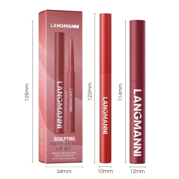 Integrated waterproof lipliner + lipstick lipstick lipstick set,no smudge,no fade,no cup,durable,easy to create