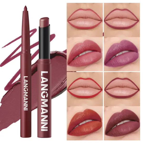 Integrated waterproof lipliner + lipstick lipstick lipstick set,no smudge,no fade,no cup,durable,easy to create