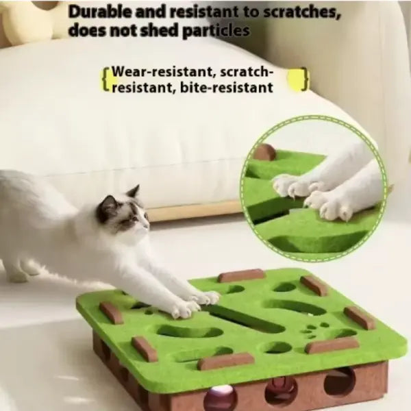 Interactive Cat Maze Toys Type Felt Box with Bell Ball Fun Training