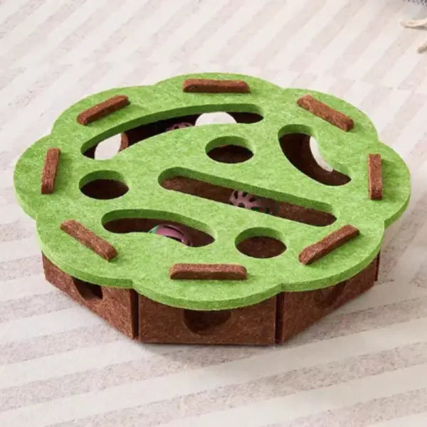 Interactive Cat Maze Toys Type Felt Box with Bell Ball Fun Training - Green Round / China Mainland