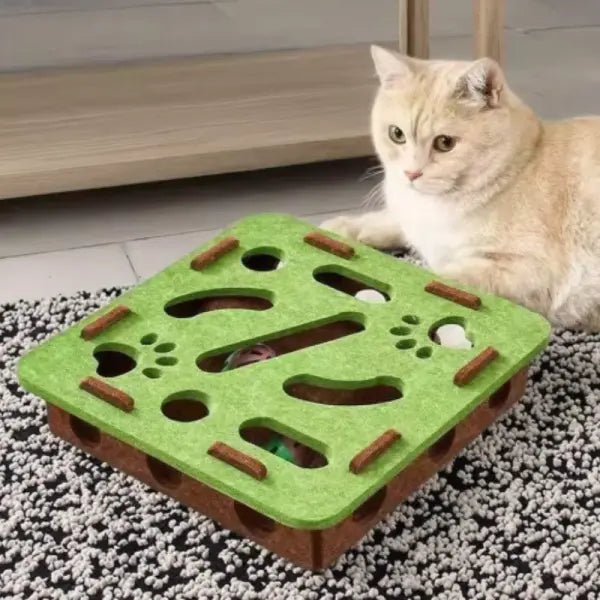Interactive Cat Maze Toys Type Felt Box with Bell Ball Fun Training