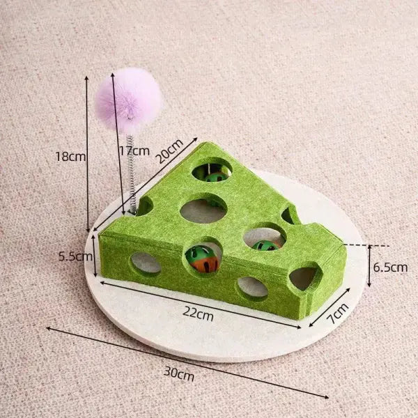 Interactive Cat Maze Toys Type Felt Box with Bell Ball Fun Training - Green Cheese / China Mainland