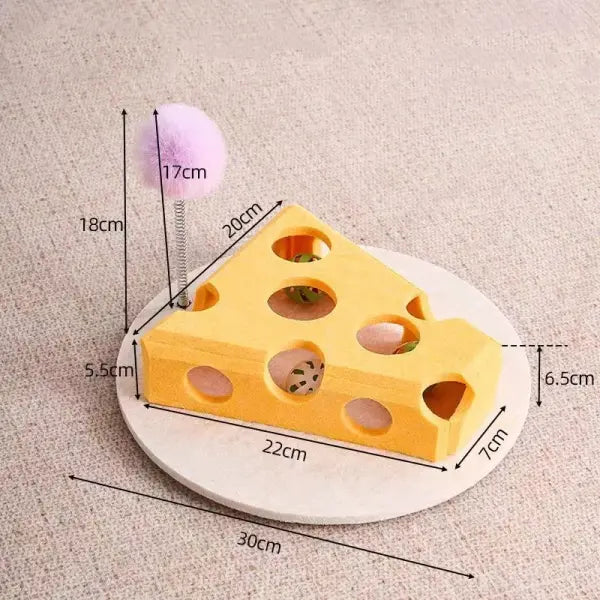 Interactive Cat Maze Toys Type Felt Box with Bell Ball Fun Training - Yellow Cheese / China Mainland