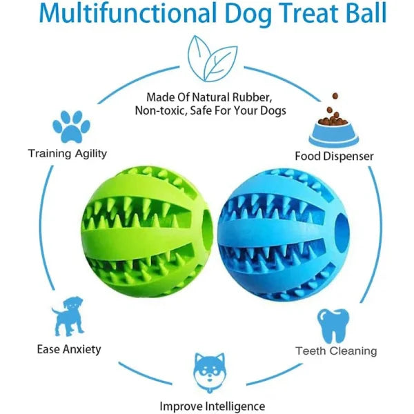 Interactive Dog Toy Ball for Chewing and Treat Feeding in Rubber - Himpall