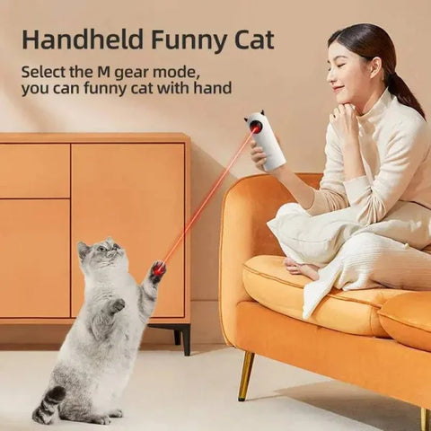 Automatic Cat Toys Interactive Smart Teasing Pet LED Laser Indoor Cat Toy - White