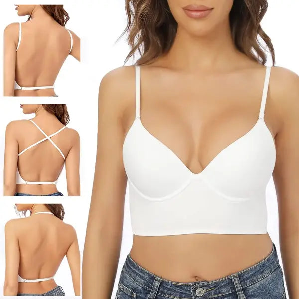 Invisible Lift Up Bra Backless Women Summer Bras Low Cut Sexy Plunge Brassiere Open Back Underwear Seamless Deep U