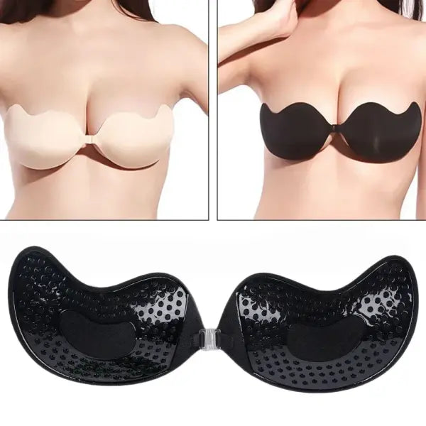 Invisible Push Up Bra for Women Backless Strapless Bra Seamless Front Closure Bralette Underwear Silicone Self-Adhesive