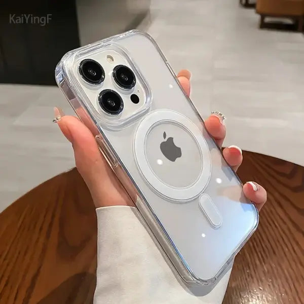 iPhone Series Compatible MagSafe Case Transparent Clear Luxury Protection - Transparent / iPhone 12 Pro Max