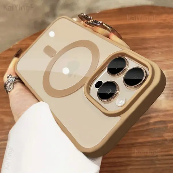 iPhone Series Compatible MagSafe Case Transparent Clear Luxury Protection - Desert Gold / iPhone 16 Pro