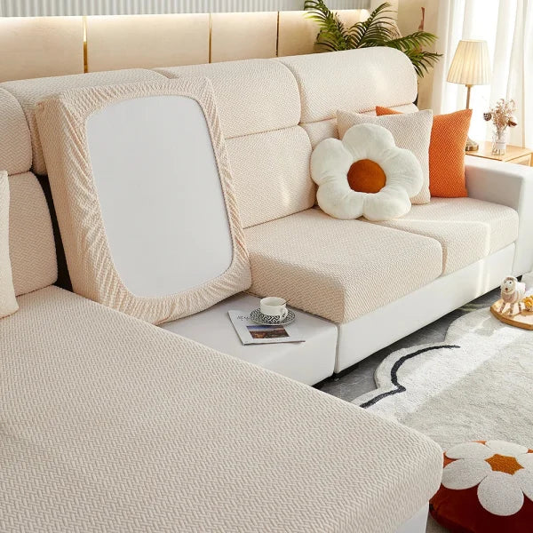 Jacquard Twill Sofa Slipcover - Elastic Furniture Protector